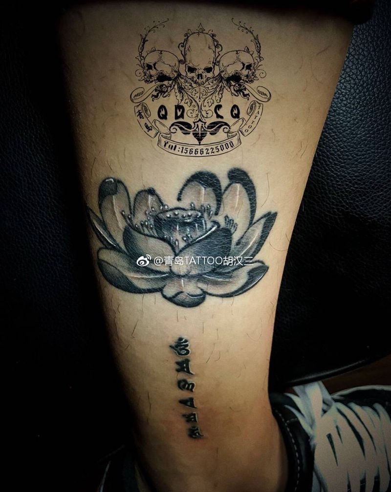 荷花纹身图片