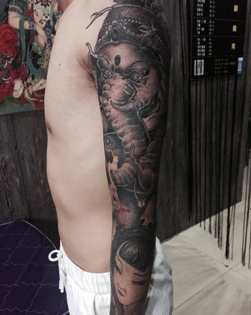 花臂作品纹身图片