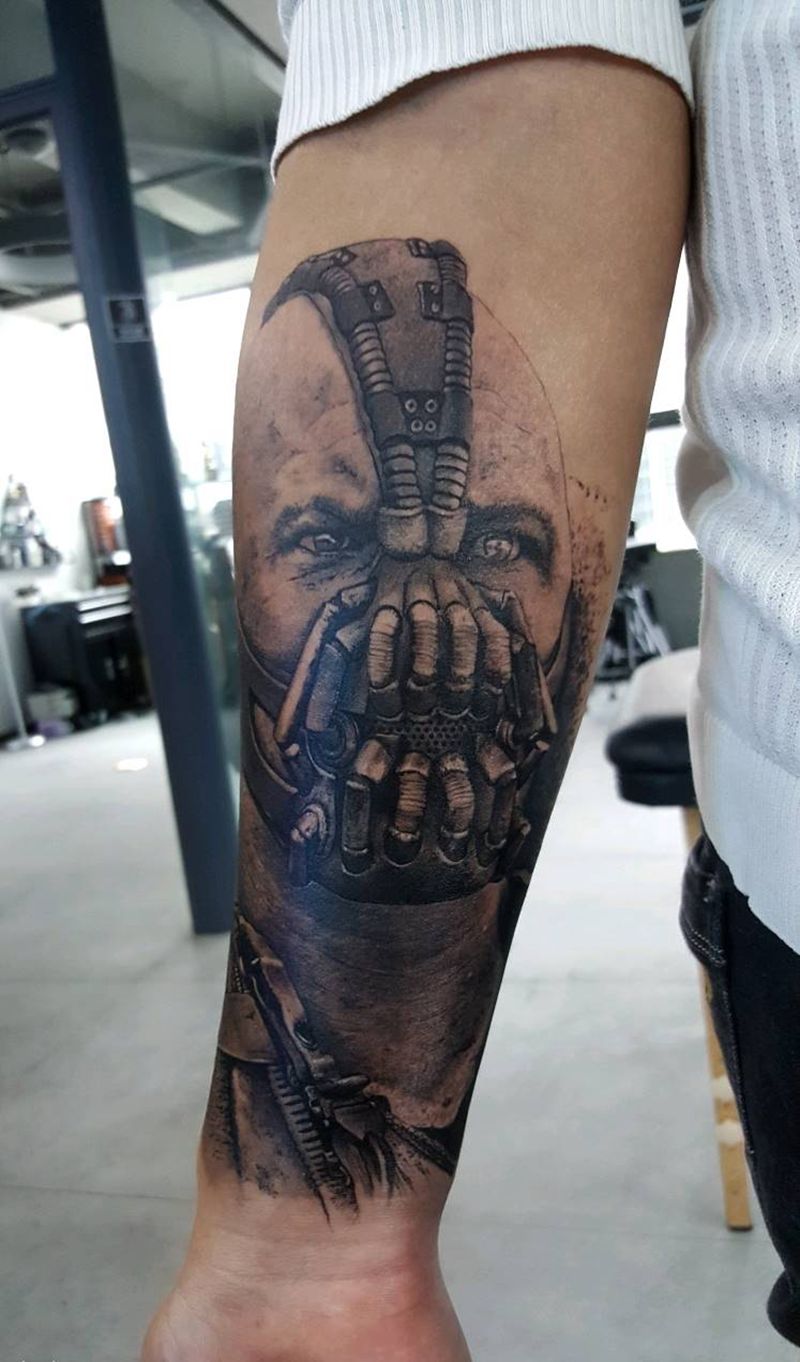 贝恩纹身图片_写实暗黑成品纹身图案