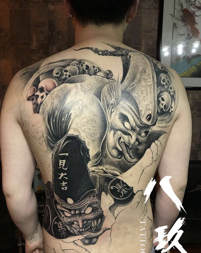 黑无常纹身图片