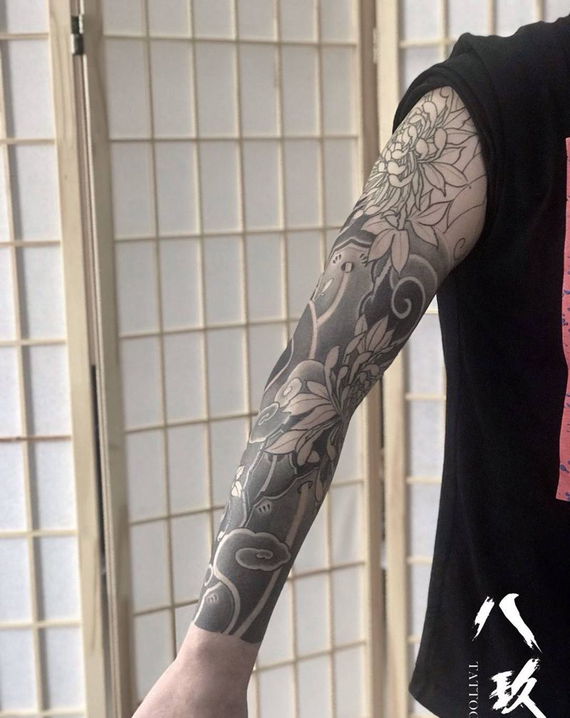 老传统菊花纹身图片