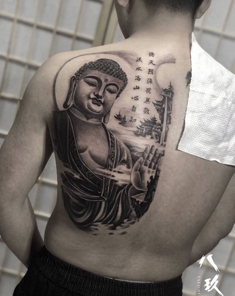 佛像纹身图片_背部纹身图案