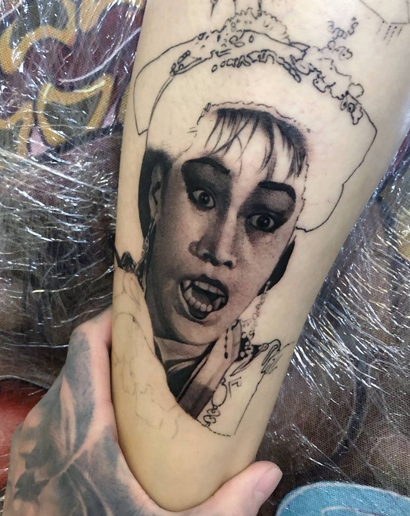 花腿纹身图片_僵尸纹身图案