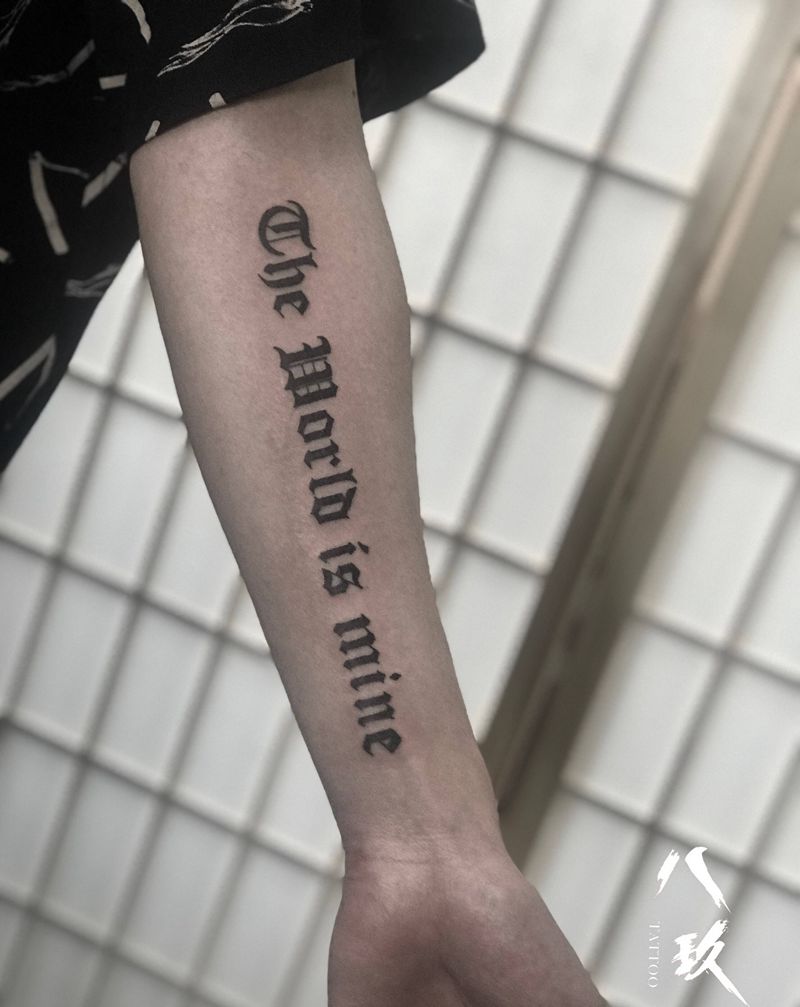 哥特字母纹身图片_手臂花体字纹身图案