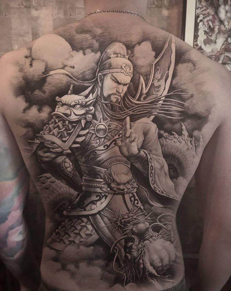 满背效果图纹身图片_新传统纹身图案