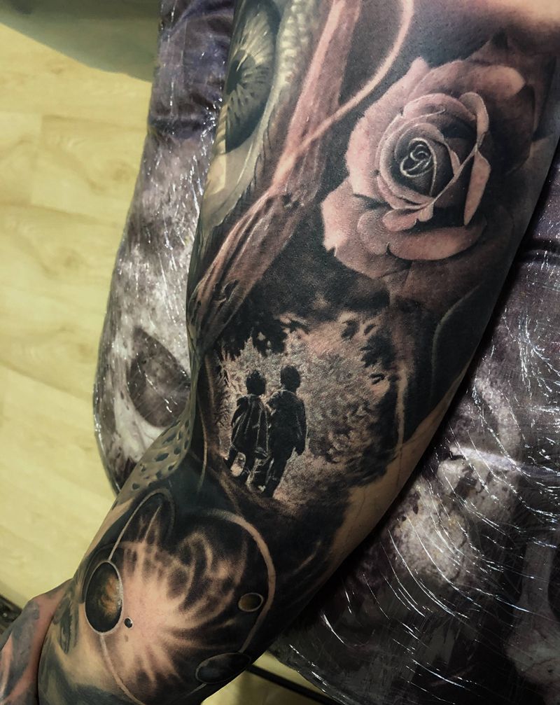 花臂作品局部纹身图片_写实纹身图案