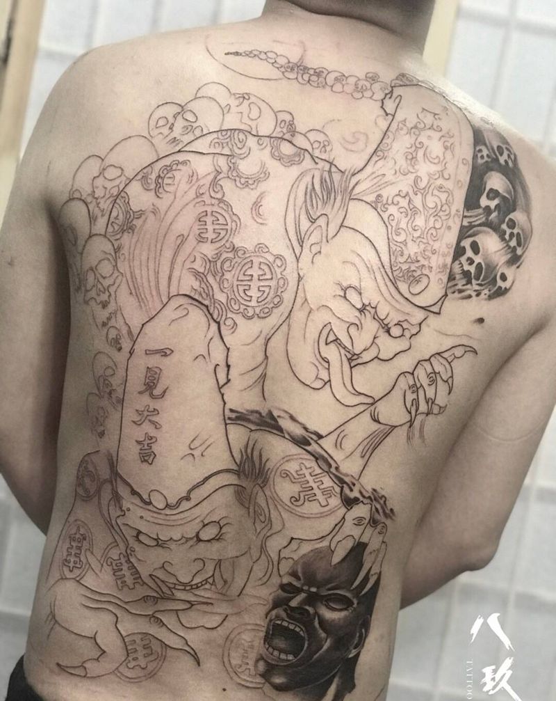黑白无常纹身图片_新传统纹身图案