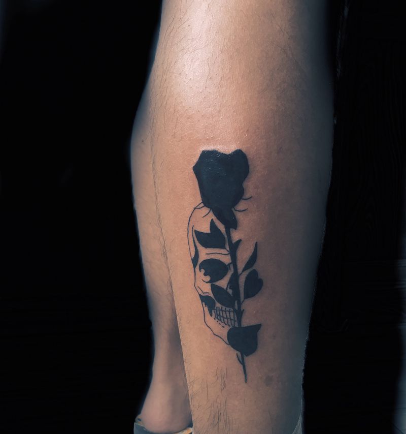 花纹身图片_腿部纹身图案