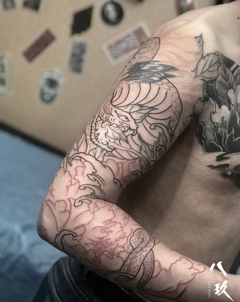 遮盖。恢复后彩色纹身图片_新传统纹身图案