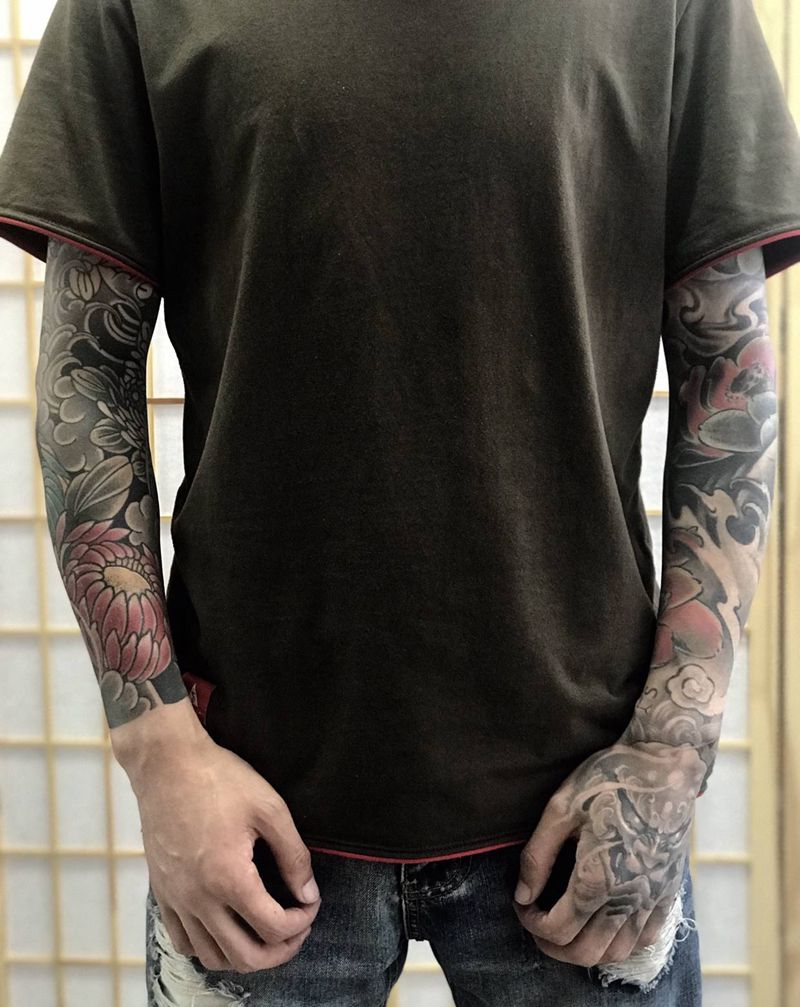 花臂纹身图片_老传统纹身图案