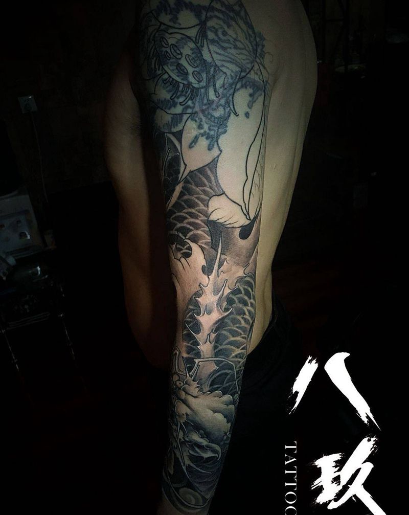 花臂龙纹身图片