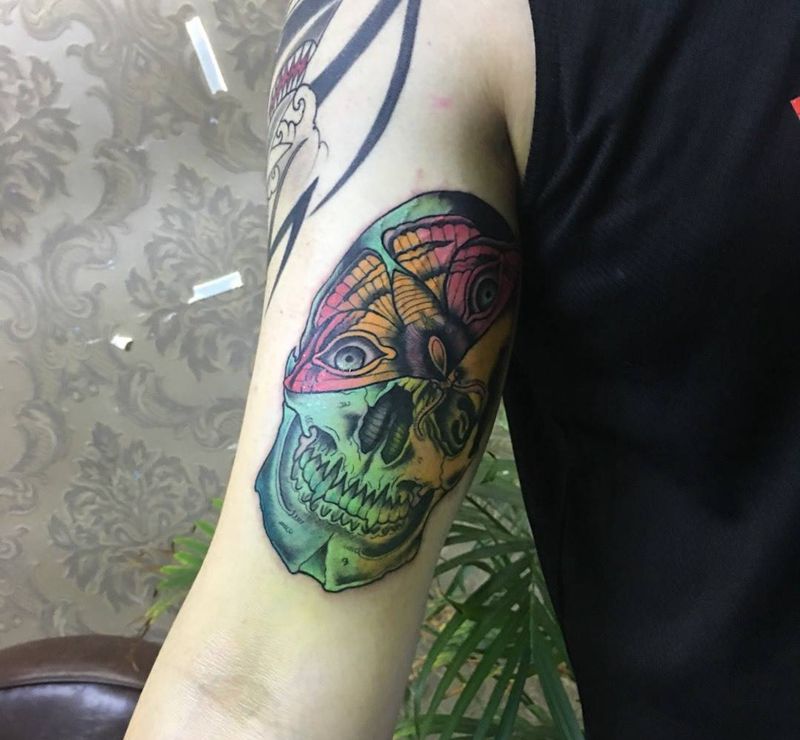 彩色骷髅纹身图片