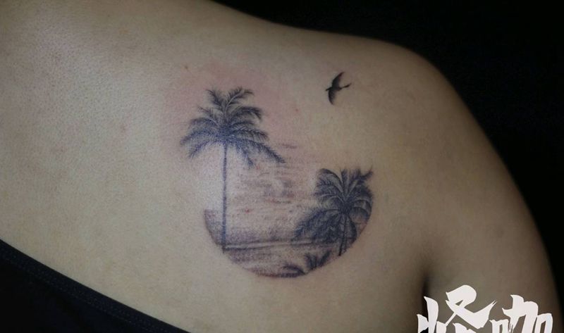 海滩纹身图片