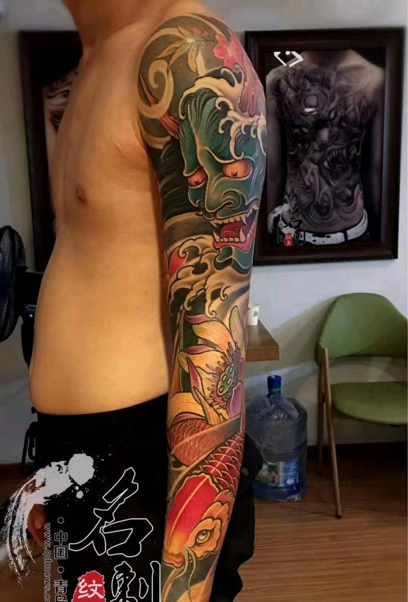 传统花臂纹身图片_手臂新传统纹身图案