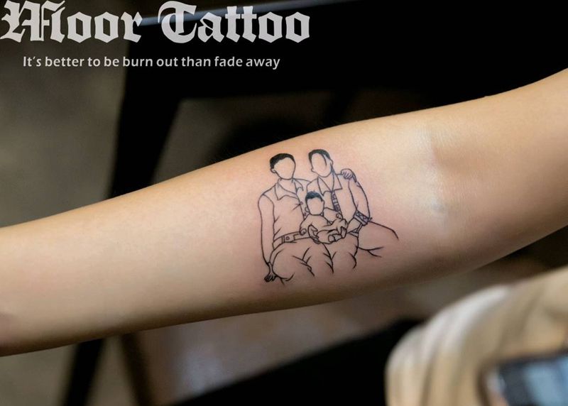 简笔画纹身图片_手臂成品纹身图案