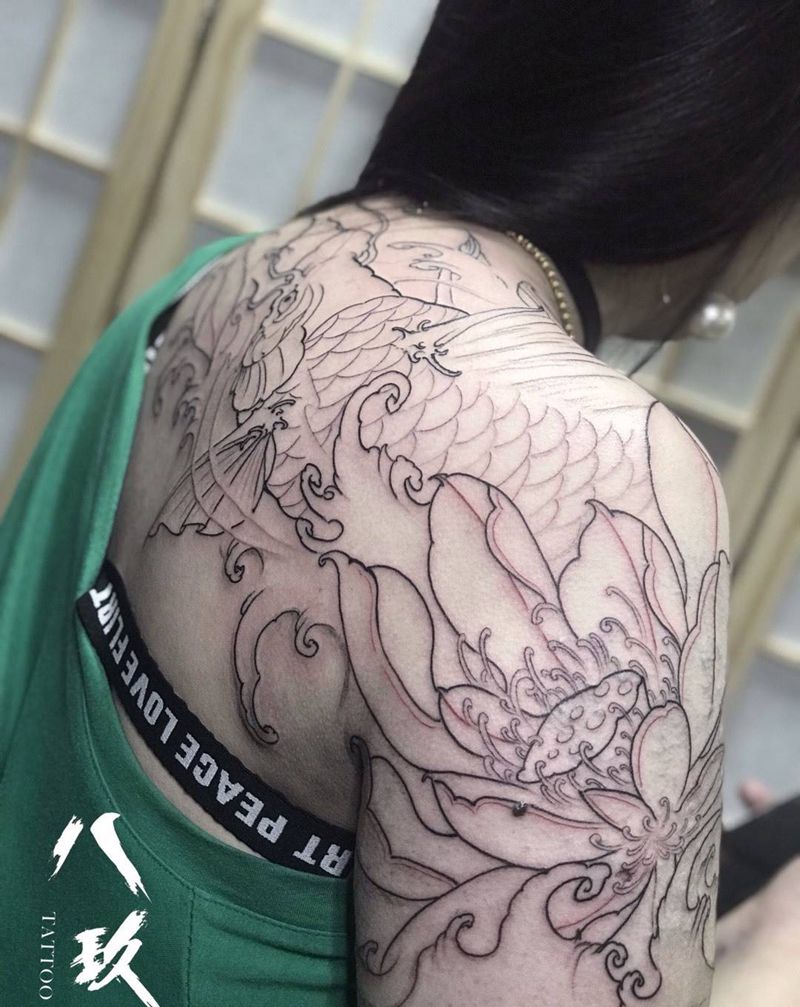 鲤鱼。纹身图片