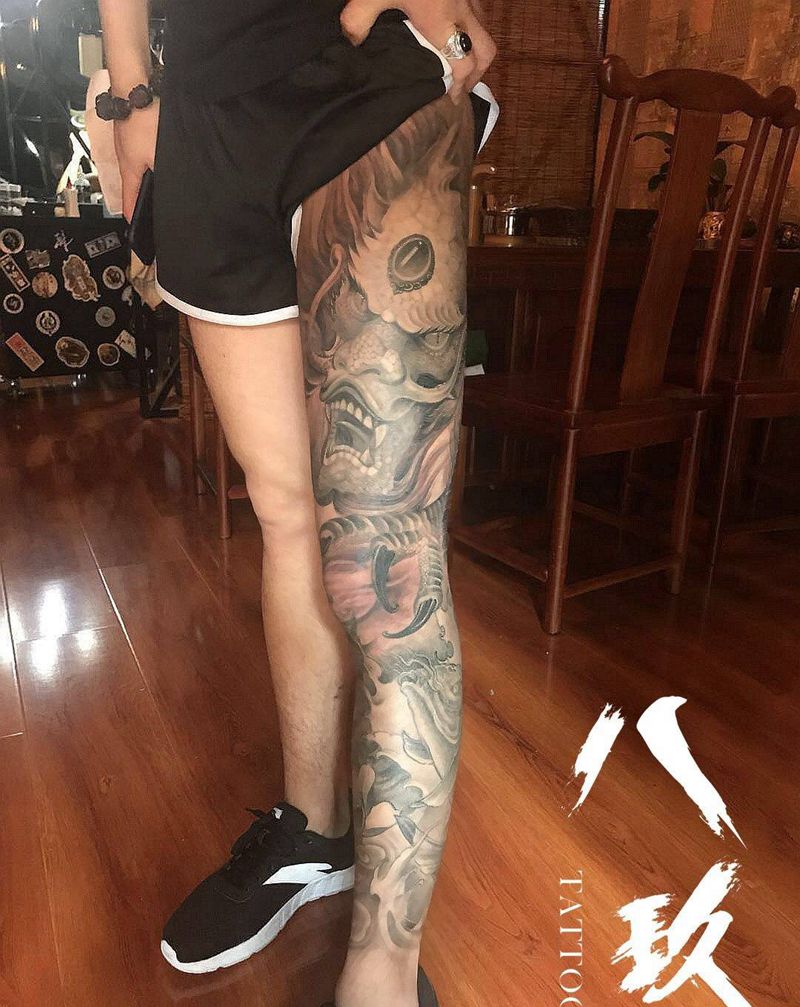 花腿龙纹身图片