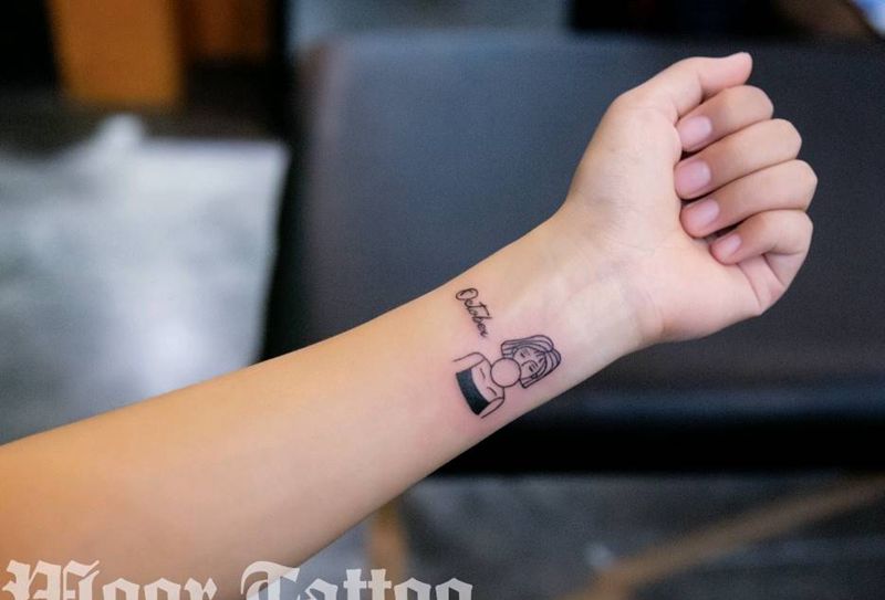 泡泡纹身图片_手臂清新成品纹身图案