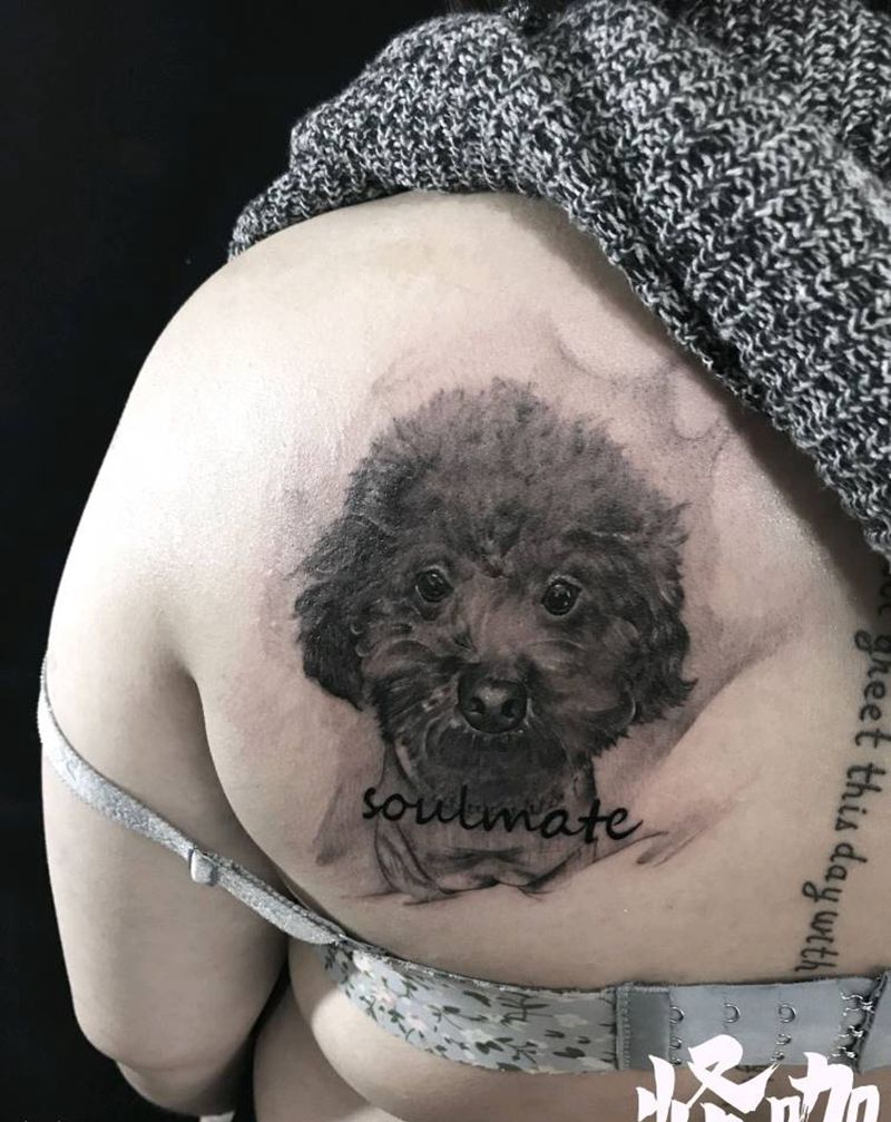 客人家的泰迪，完成。纹身图片