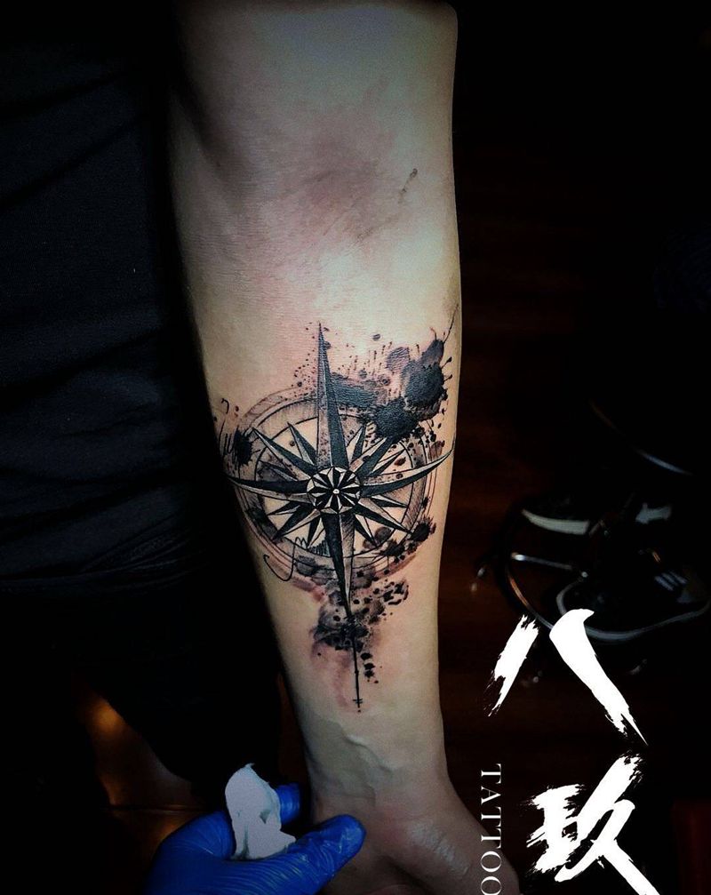 指南针纹身图片