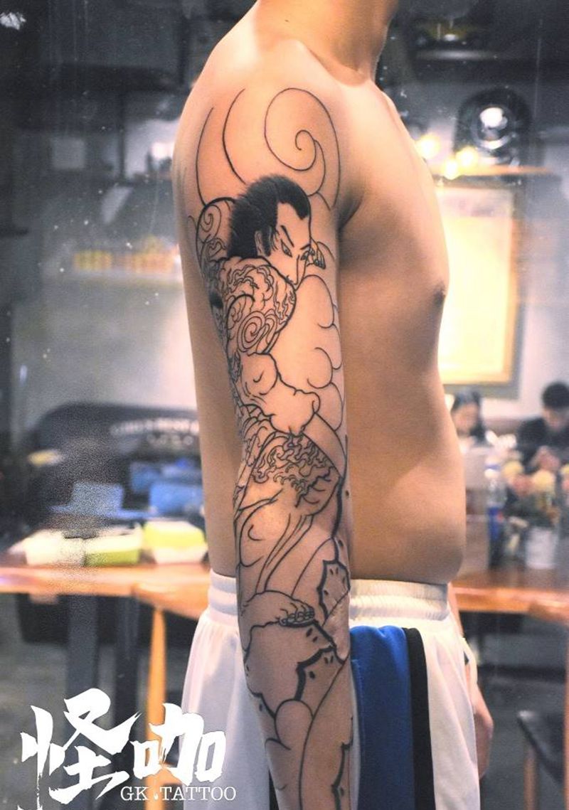 日式传统花臂（未完）纹身图片_手臂老传统纹身图案