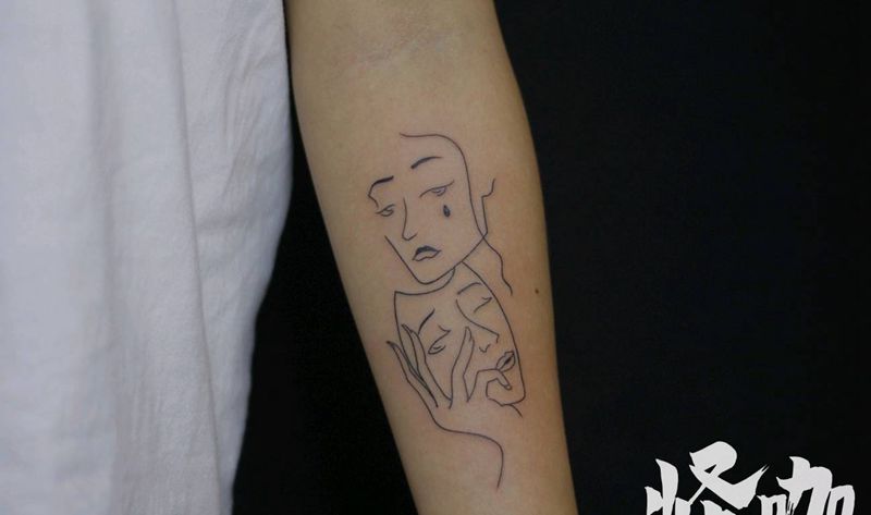 写意线条纹身图片