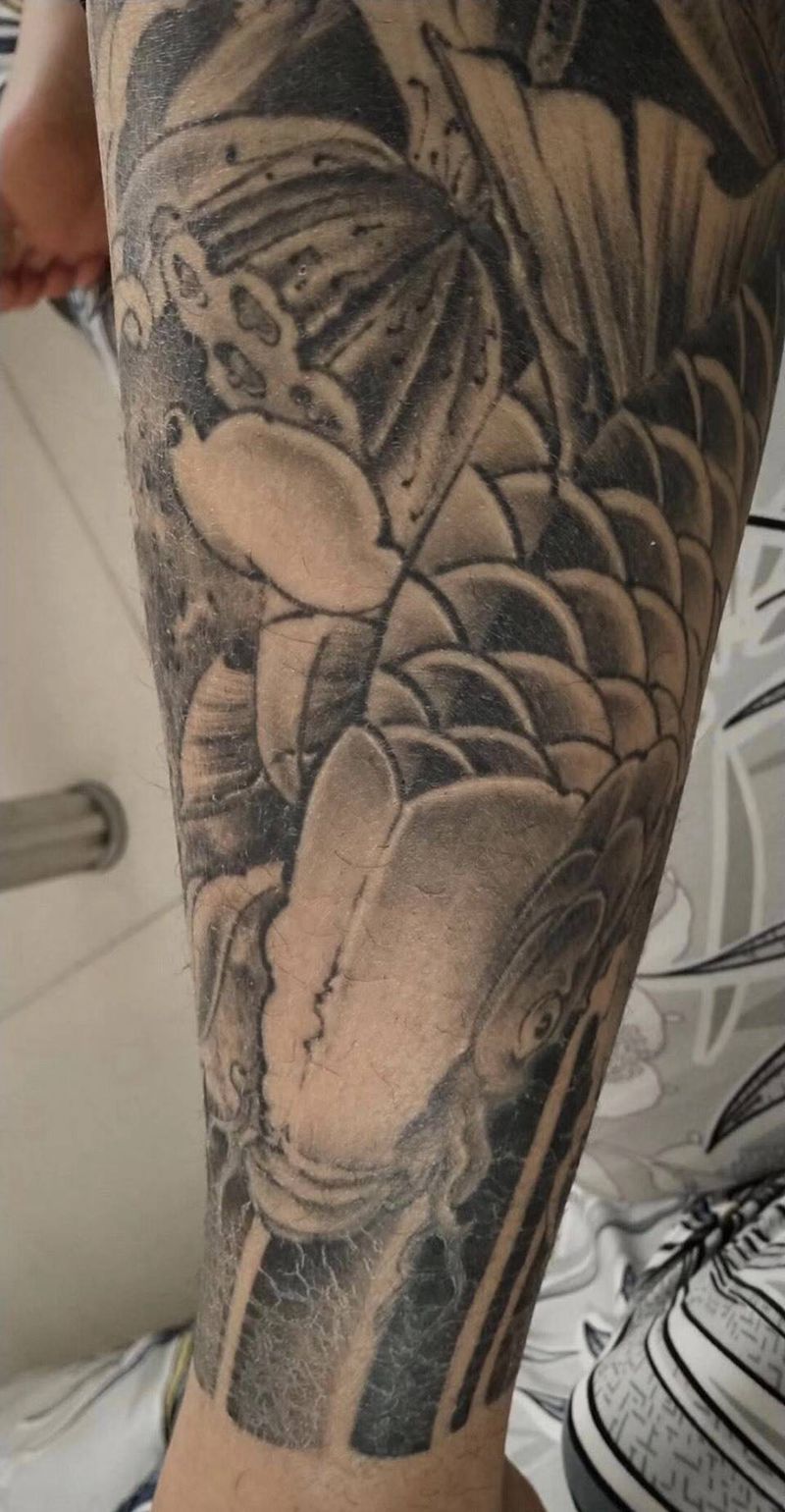 包小腿 般若鲤鱼纹身图片