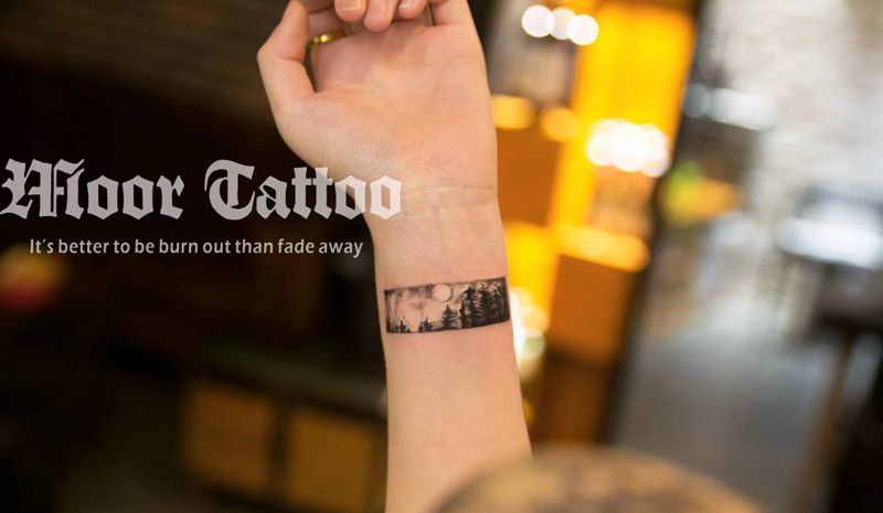 森林纹身图片_手臂清新成品纹身图案