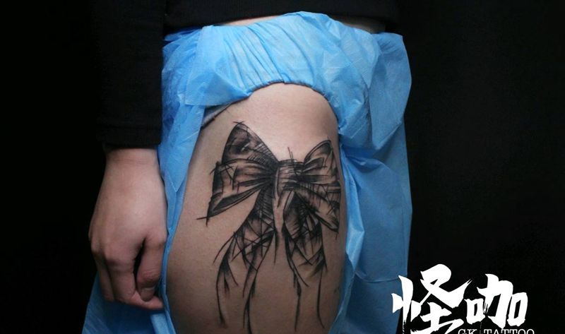 蝴蝶结纹身图片