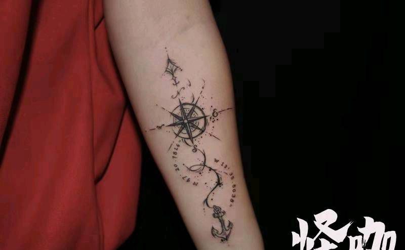 指南针纹身图片