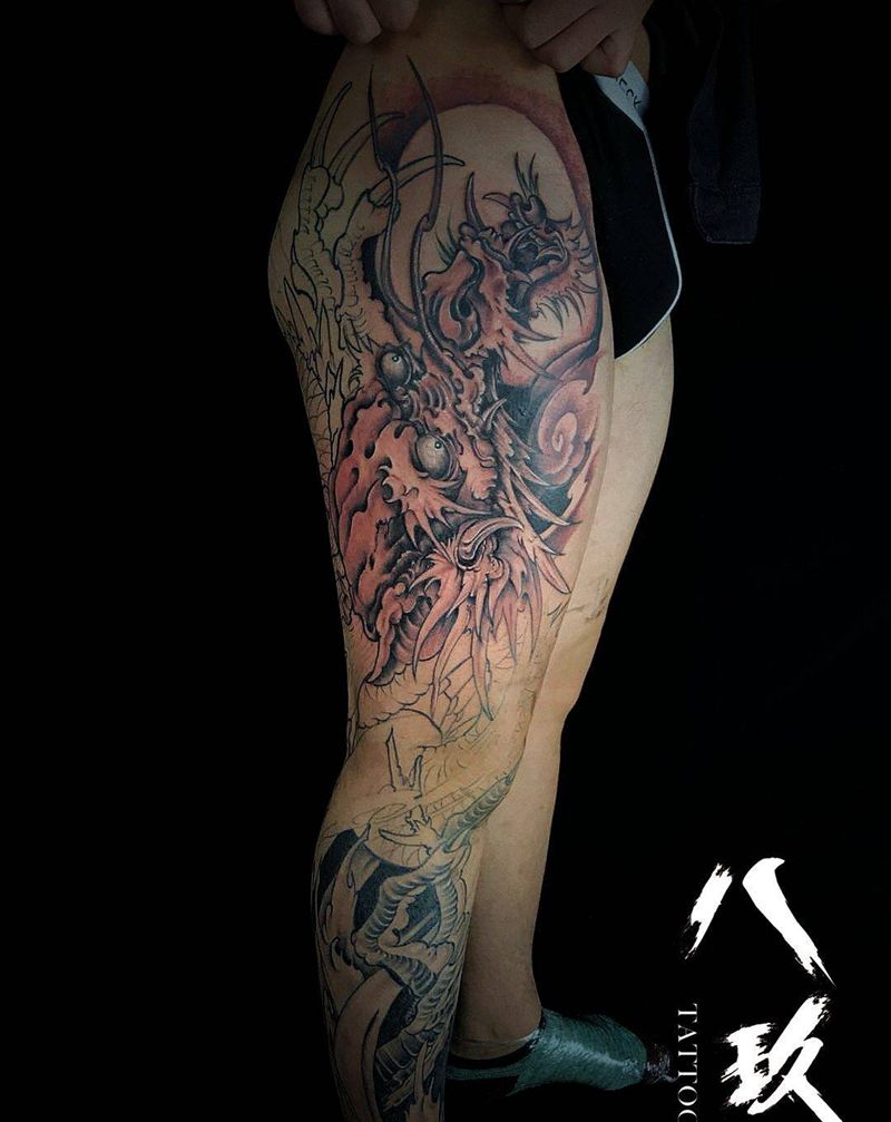花腿龙纹身图片
