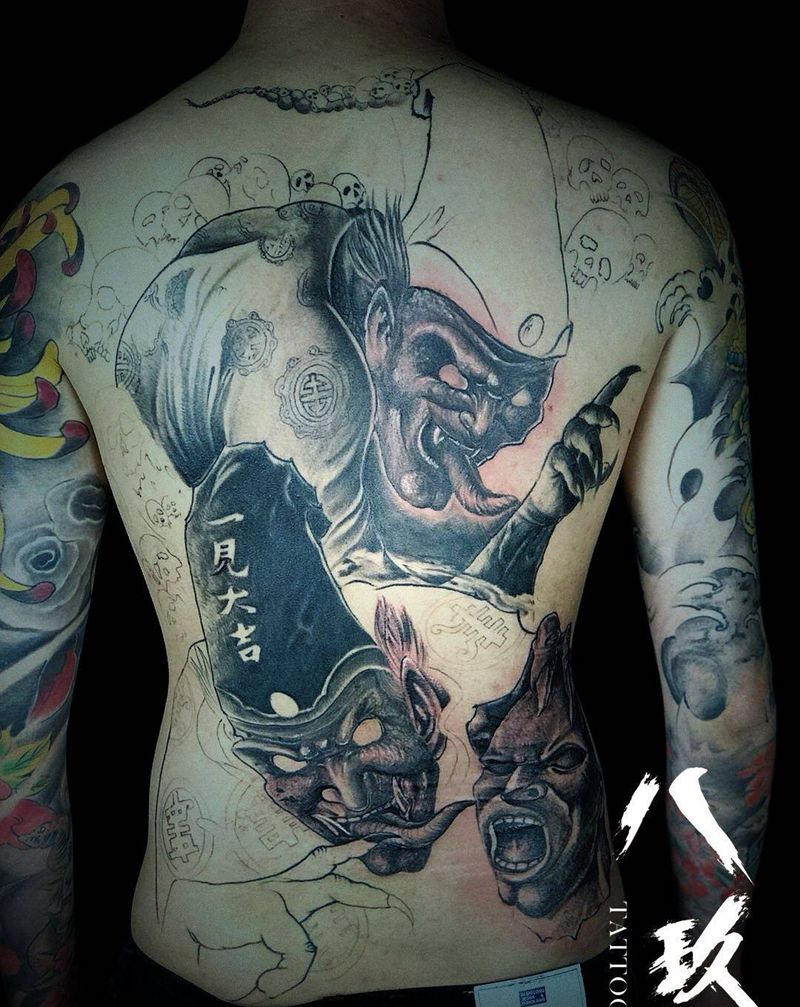 黑白无常纹身图片