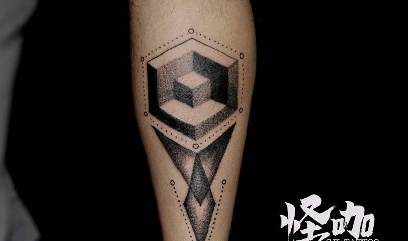 几何空间纹身图片