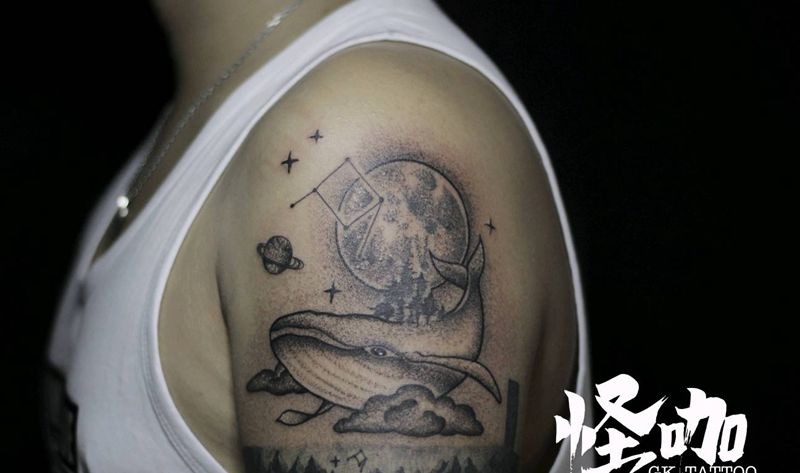 鲸鱼星球纹身图片