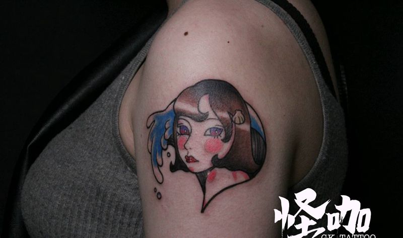 海浪女人纹身图片