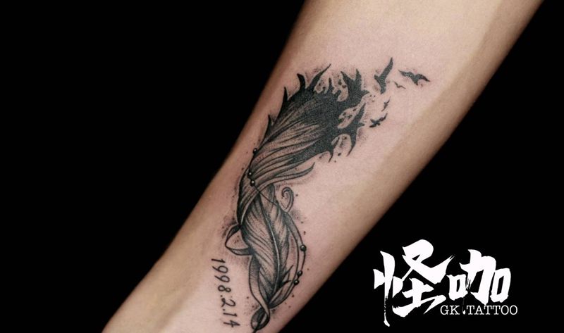 羽毛作品纹身图片