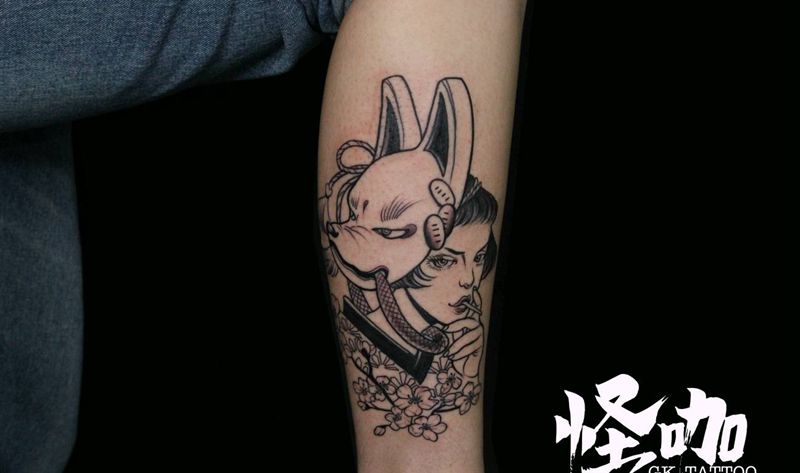 面具女人纹身图片