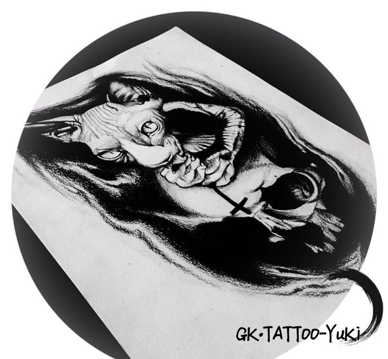 斯芬克斯骷髅纹身图片