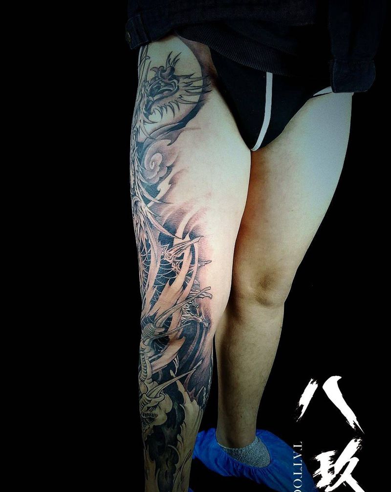 花腿龙纹身图片
