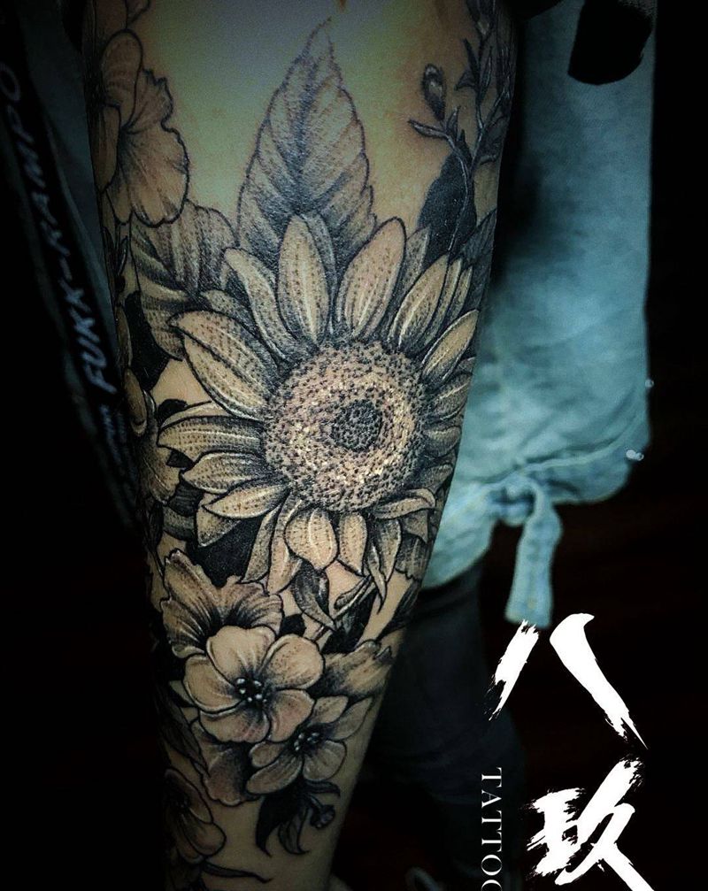 今日工作，素花纹身图片