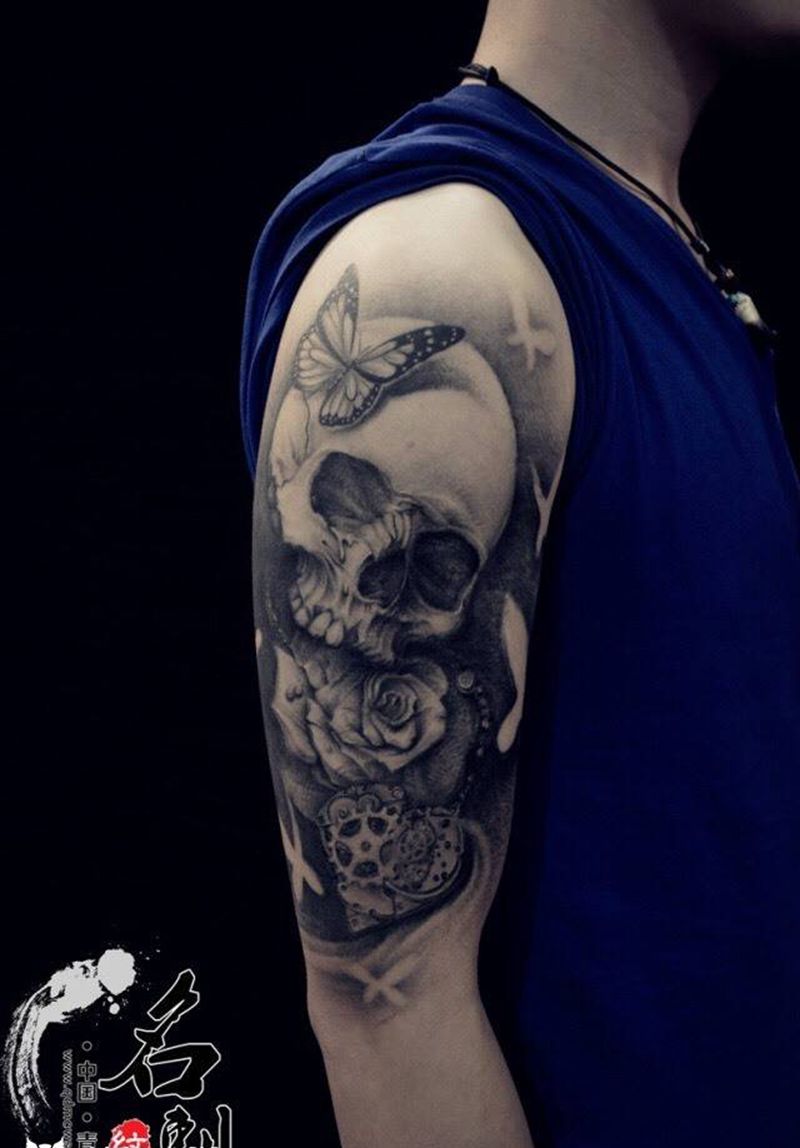 欧美骷髅纹身图片
