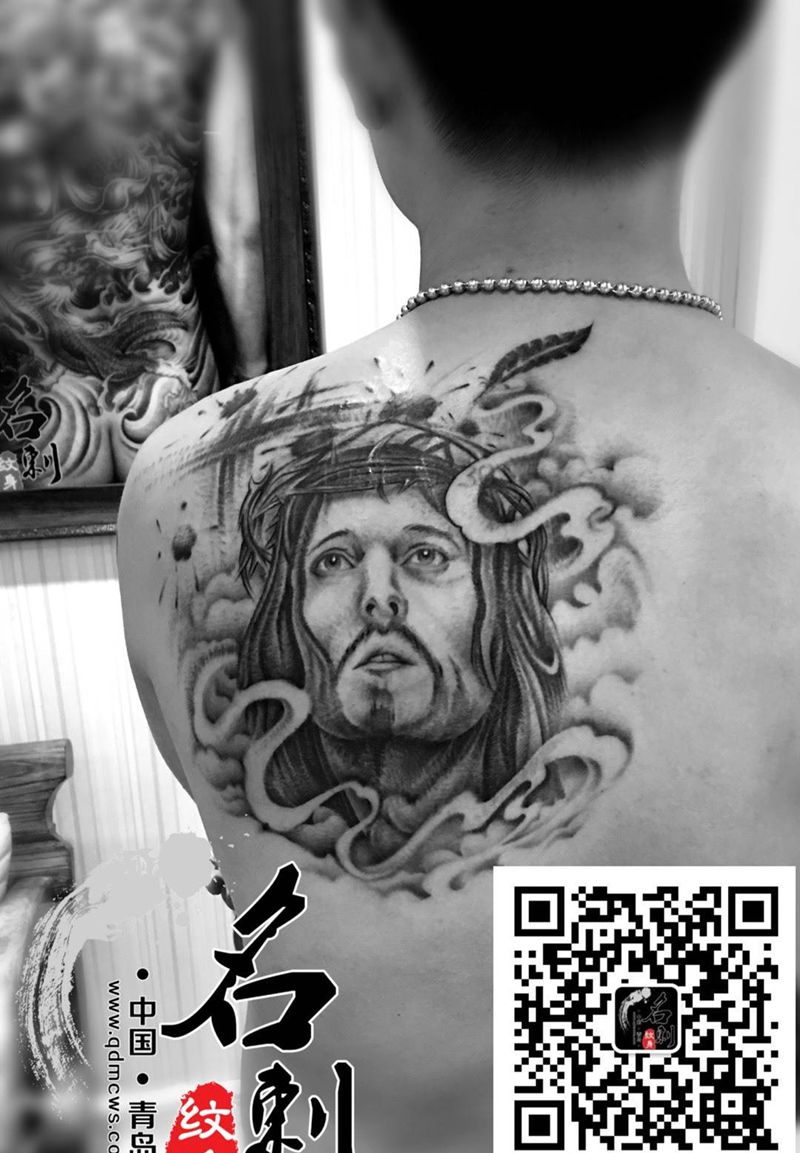 耶稣肖像纹身图片