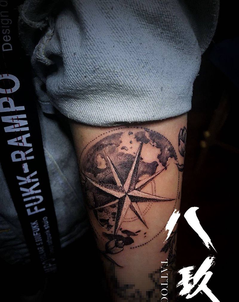 指南针纹身图片