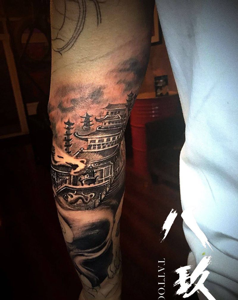 花臂未完待续纹身图片