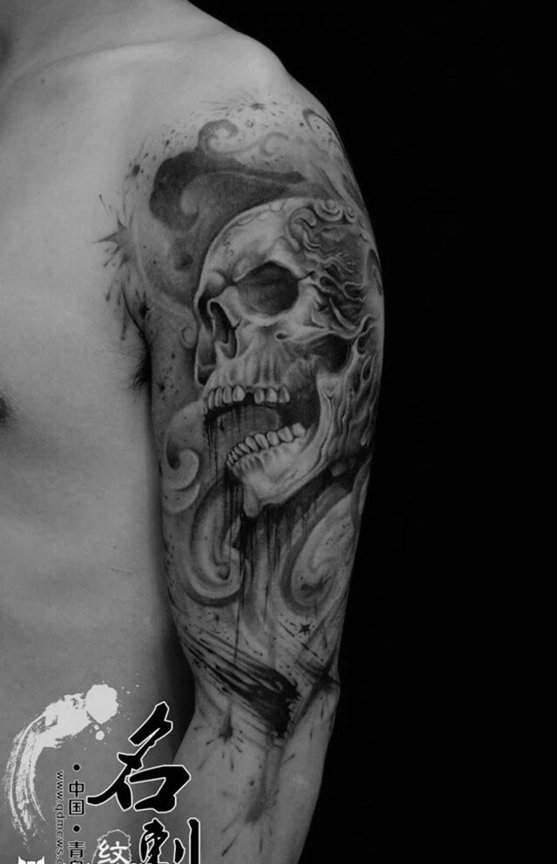 佛与魔黑灰纹身图片