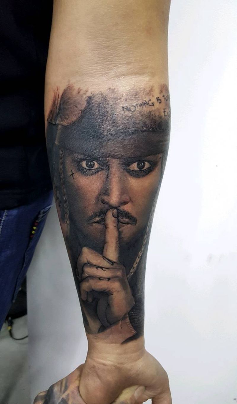 杰克船长纹身图片_写实暗黑成品纹身图案