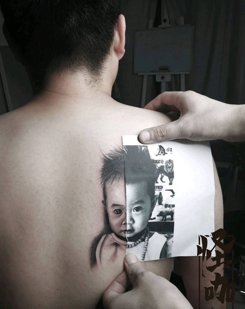 孩子的照片纹身图片