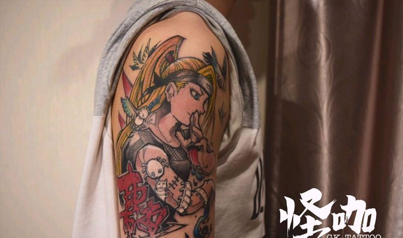 迪达拉纹身图片_手臂New School纹身图案