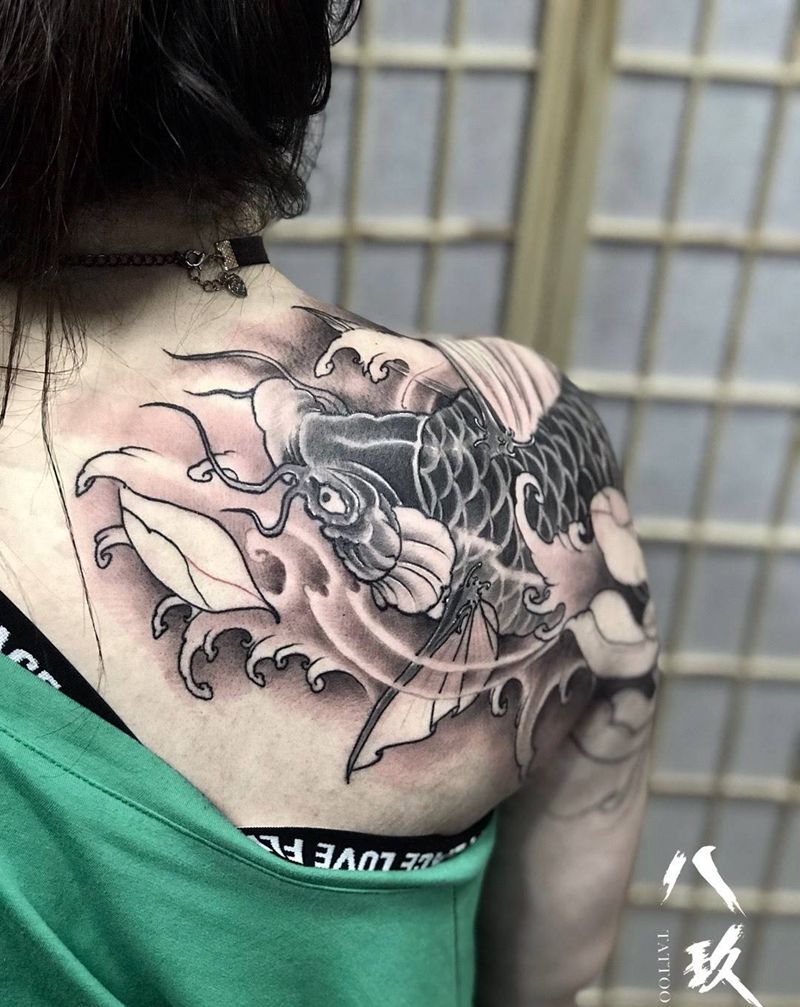 鲤鱼 未完纹身图片