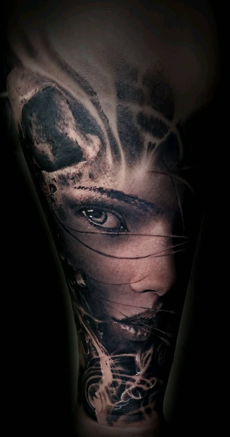 暗黑风格纹身图片_手臂写实暗黑成品纹身图案